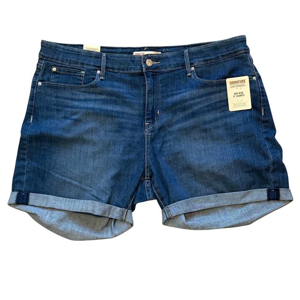 Levi Strauss Women's Mid Rise 5 Inch Cuffed Denim Shorts Size 34